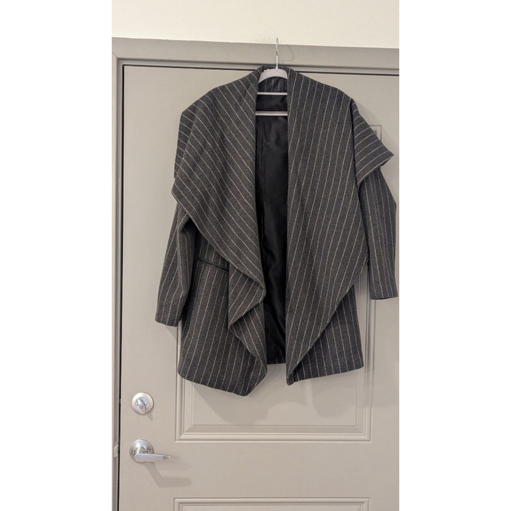 Women's LOVESTITCH Gray White Pinstripe Blazer Jacket S